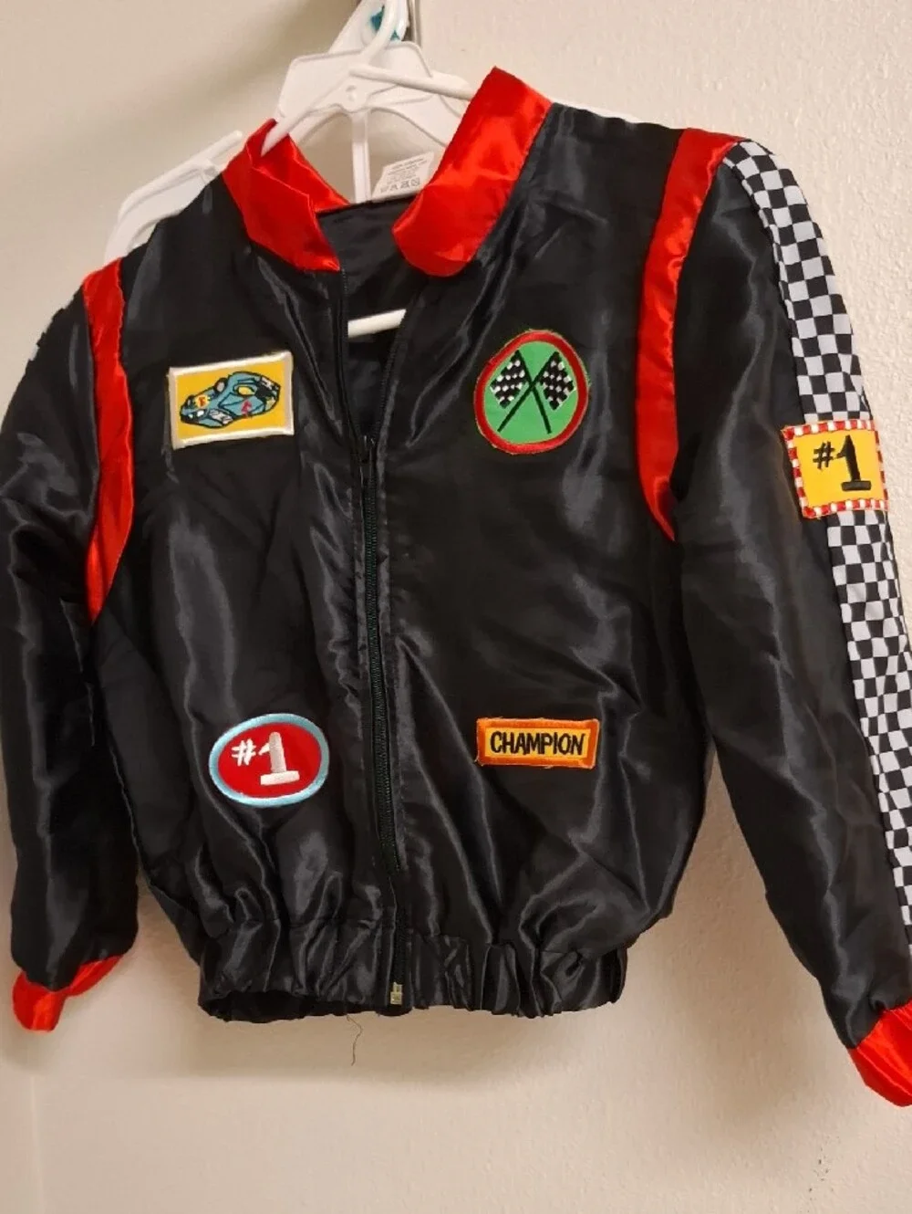 Dress Up America Kids Race Car Driver Costume - Black & Red